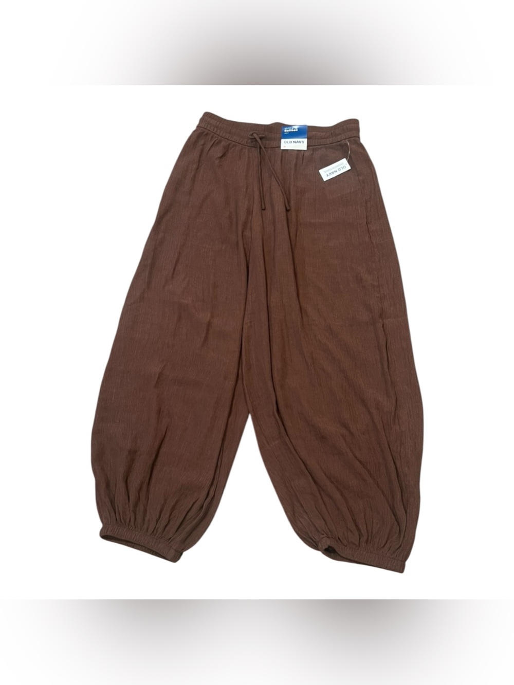 Old Navy High Rise Balloon Brown Semi-Sheer Drawstring Jogger Pants Medium